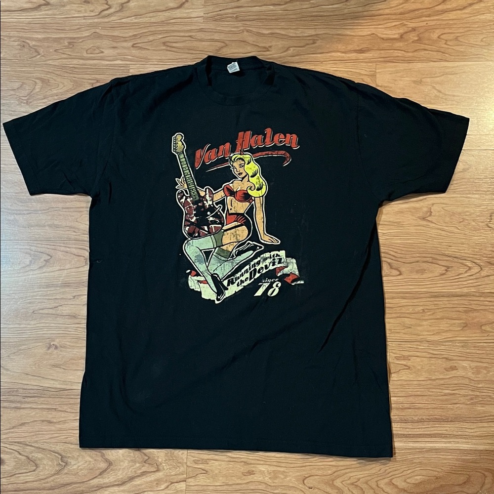 Van Halen Black Graphic T-Shirt 2007 Tour Running with the Devil XXL